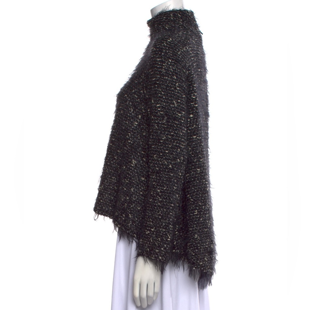 Blue Illusion Fuzzy Textured Tunic Sweater with Zip Neck - Size XL